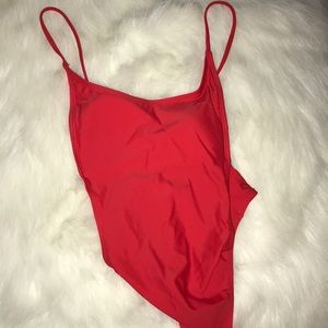 Red one piece bathing suit